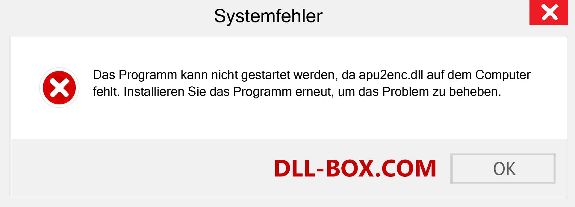 apu2enc.dll-Datei fehlt?. Download für Windows 7, 8, 10 - Fix apu2enc dll Missing Error unter Windows, Fotos, Bildern