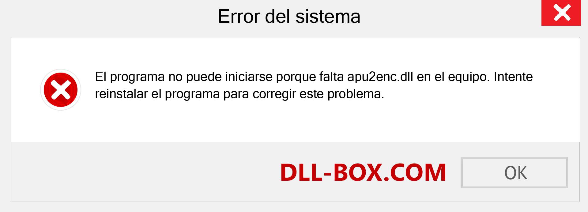 ¿Falta el archivo apu2enc.dll ?. Descargar para Windows 7, 8, 10 - Corregir apu2enc dll Missing Error en Windows, fotos, imágenes