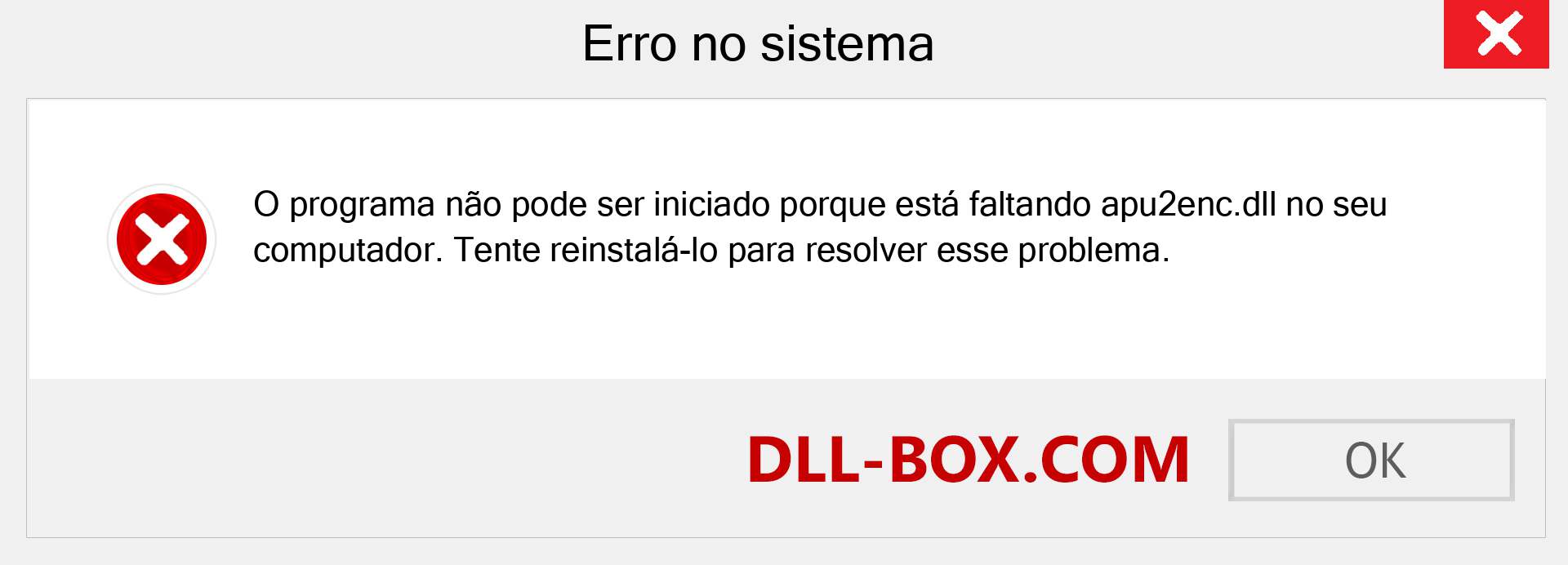 Arquivo apu2enc.dll ausente ?. Download para Windows 7, 8, 10 - Correção de erro ausente apu2enc dll no Windows, fotos, imagens